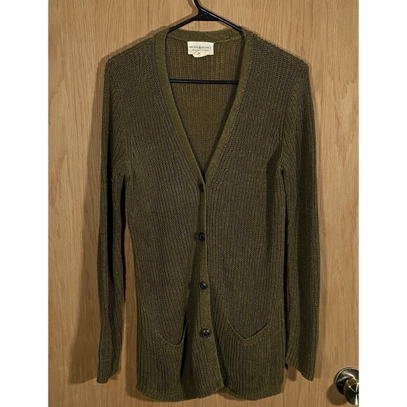 Denim & Supply Ralph Lauren Linen Blend Cardigan Open Knit Olive Green Women's M - Picture 1 of 7